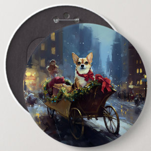 chihuahua Christmas Festive Season Button