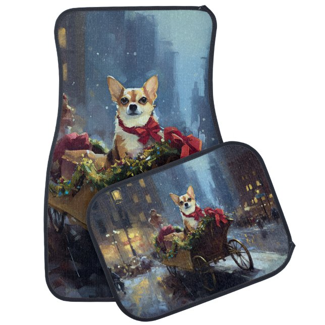 chihuahua Christmas Festive Season Car Floor Mat (Set)