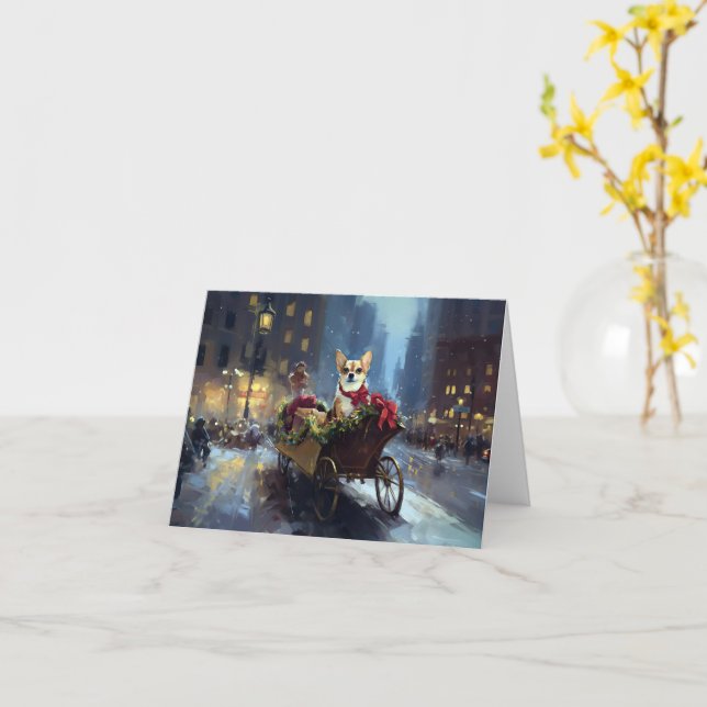 chihuahua Christmas Festive Season Card (Yellow Flower)