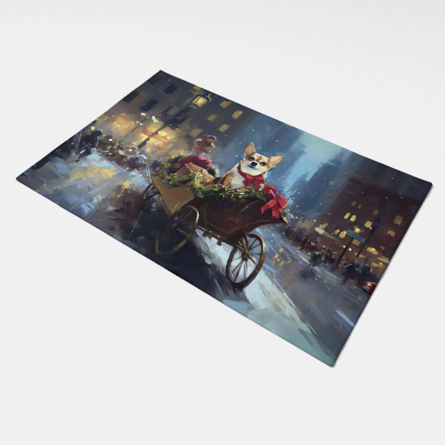 chihuahua Christmas Festive Season Doormat (Angled)