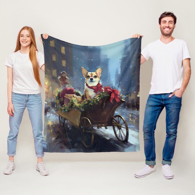 chihuahua Christmas Festive Season Fleece Blanket (In Situ)
