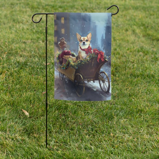 chihuahua Christmas Festive Season Garden Flag (In SItu)