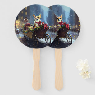 chihuahua Christmas Festive Season Hand Fan