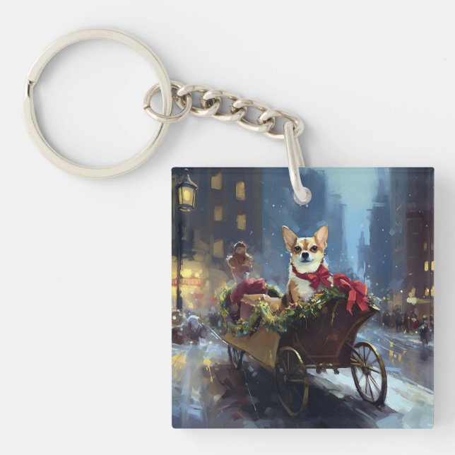 chihuahua Christmas Festive Season Keychain (Front)