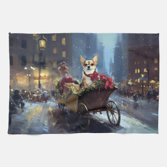 chihuahua Christmas Festive Season Kitchen Towel (Horizontal)