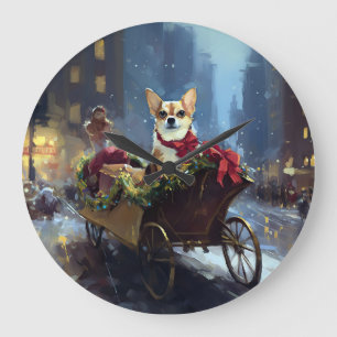 chihuahua Christmas Festive Season Large Clock