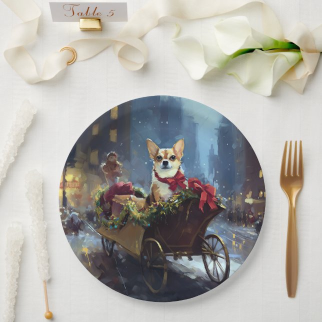 chihuahua Christmas Festive Season Paper Plates (Wedding)