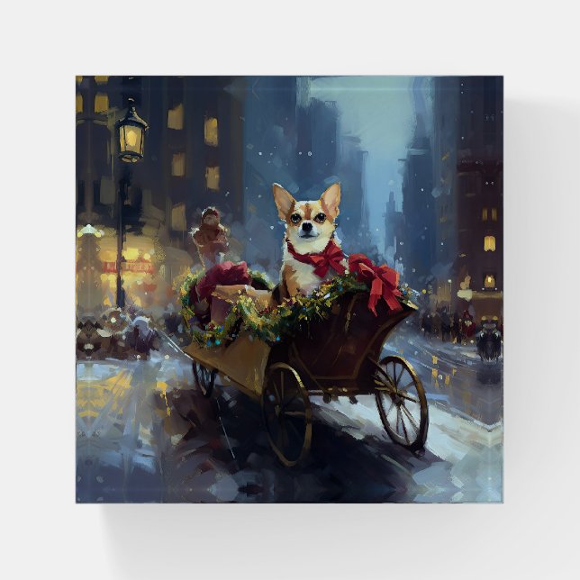 chihuahua Christmas Festive Season Paperweight (Front)