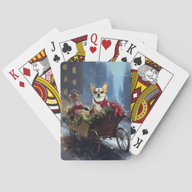 chihuahua Christmas Festive Season Poker Cards (Back)