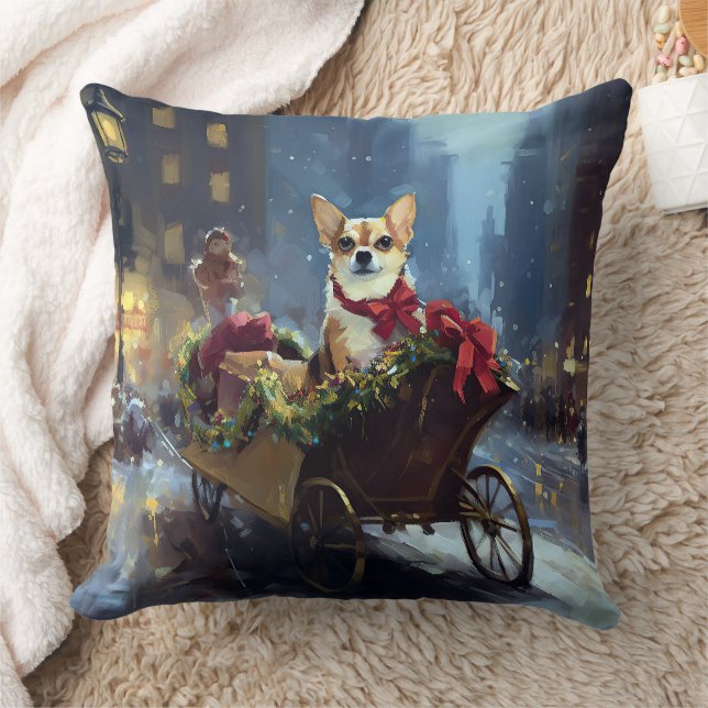 chihuahua Christmas Festive Season Throw Pillow (Blanket)