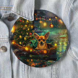 Chihuahua Christmas Festive Voyage Button