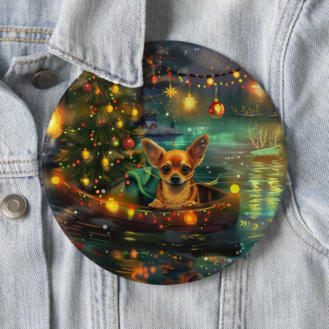Chihuahua Christmas Festive Voyage Button (In Situ)