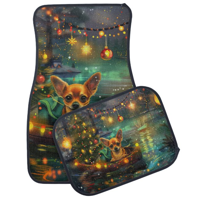 Chihuahua Christmas Festive Voyage Car Floor Mat (Set)
