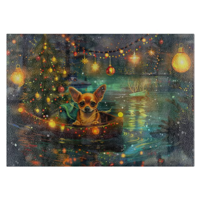 Chihuahua Christmas Festive Voyage Cutting Board (Front)
