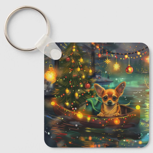 Chihuahua Christmas Festive Voyage Keychain (Front)