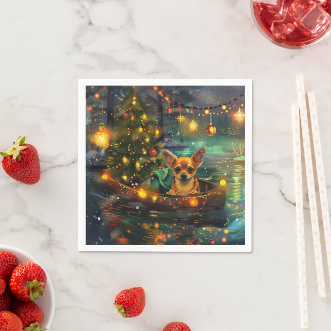 Chihuahua Christmas Festive Voyage Napkins (Insitu)