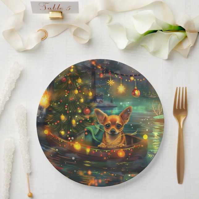 Chihuahua Christmas Festive Voyage Paper Plates (Wedding)