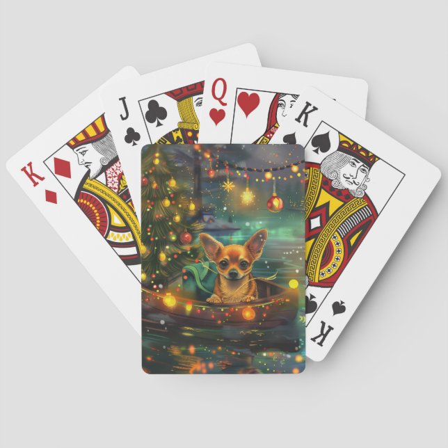Chihuahua Christmas Festive Voyage Poker Cards (Back)