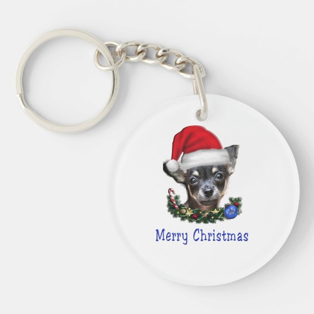 Chihuahua christmas  keychain (Front)