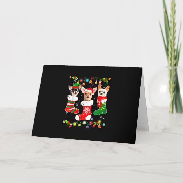 chihuahua christmas lights gift funny xmas dog lov holiday card (Front)