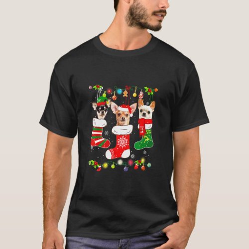 Chihuahua Christmas Lights Gift Funny Xmas Dog Lov T_Shirt