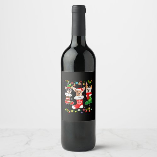 chihuahua christmas lights gift funny xmas dog lov wine label