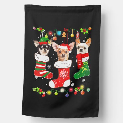 Chihuahua Christmas Lights House Flag