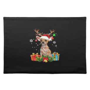 Chihuahua Christmas Lights Santa Oversized T-Shirt Cloth Placemat