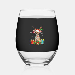 Chihuahua Christmas Lights Santa Oversized T-Shirt Stemless Wine Glass