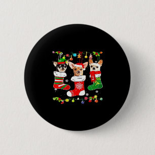 Chihuahua Christmas Lights Xmas Dog Classic T-Shir Button