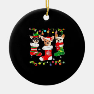 Chihuahua Christmas Lights Xmas Dog Classic T-Shir Ceramic Ornament
