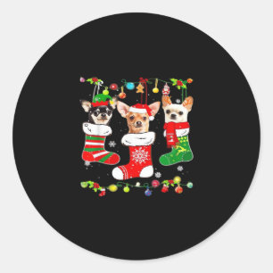 Chihuahua Christmas Lights Xmas Dog Classic T-Shir Classic Round Sticker