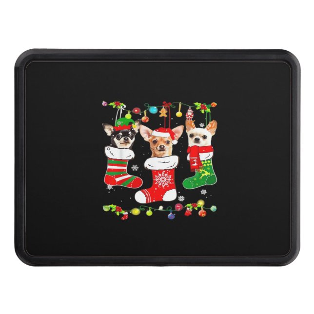 Chihuahua Christmas Lights Xmas Dog Classic T-Shir Hitch Cover (Front)