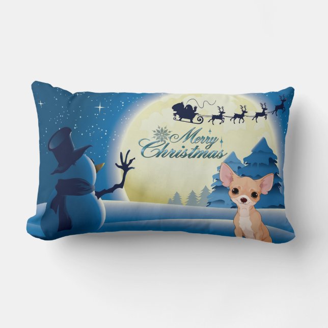 Chihuahua Christmas Lumbar Pillow (Front)