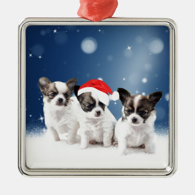 Chihuahua Christmas Metal Ornament (Front)
