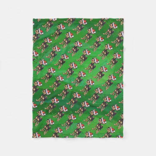 Chihuahua Christmas On Green Fleece Blanket
