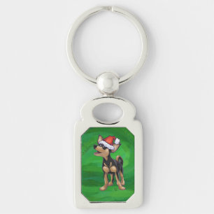 Chihuahua Christmas On Green Keychain