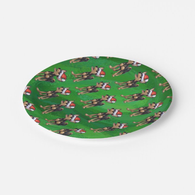 Chihuahua Christmas On Green Paper Plates (Angled)