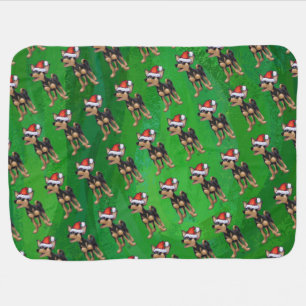 Chihuahua Christmas On Green Swaddle Blanket