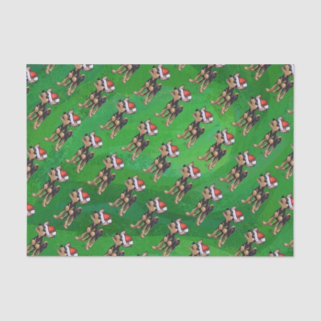 Chihuahua Christmas On Green Tissue Paper (Front)