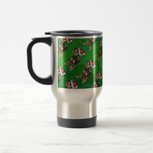 Chihuahua Christmas On Green Travel Mug