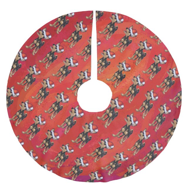 Chihuahua Christmas On Red Brushed Polyester Tree Skirt (Front)