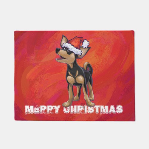 Chihuahua Christmas On Red Doormat