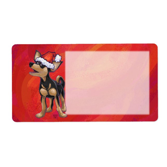 Chihuahua Christmas On Red Label (Front)