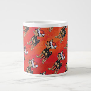 Chihuahua Christmas On Red Large Coffee Mug