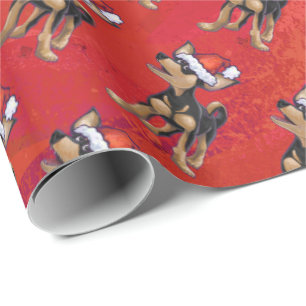 Chihuahua Christmas On Red Wrapping Paper