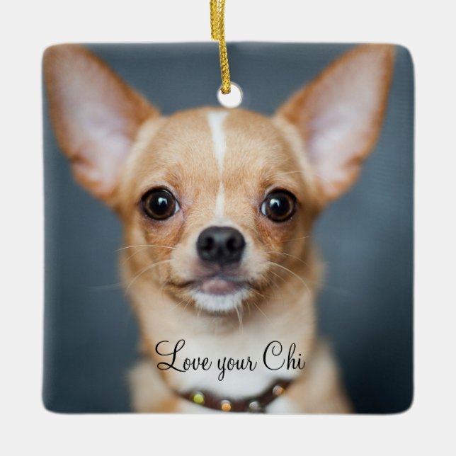Chihuahua Christmas Ornament Square Photo (Front)