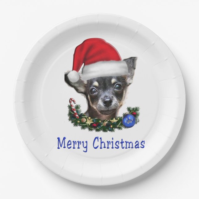 Chihuahua christmas  paper plates (Front)