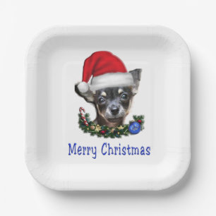 Chihuahua christmas paper plates
