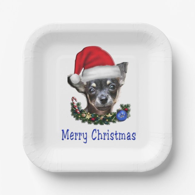 Chihuahua christmas  paper plates (Front)